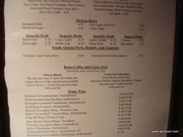 Drink and wine menus MIDDLE